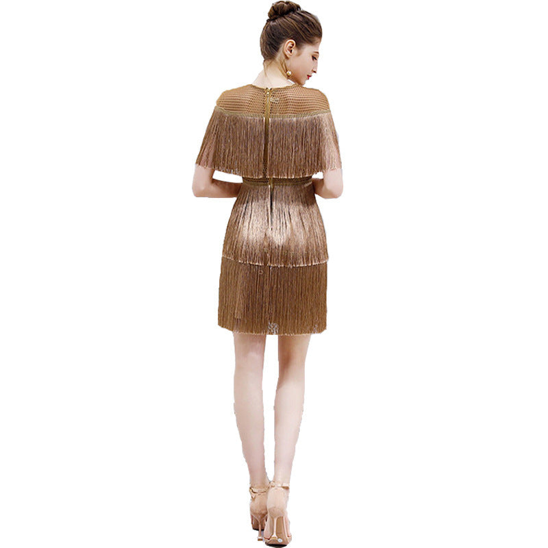 Stitching Fringe Dress Party Dress