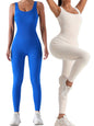 2 Pack Women's Ribbed Solid Color One-Piece Jumpsuit, Form-Fitting Sensual Activewear, Classic Sleeveless Full-Length Pants For Sport Casual Wear