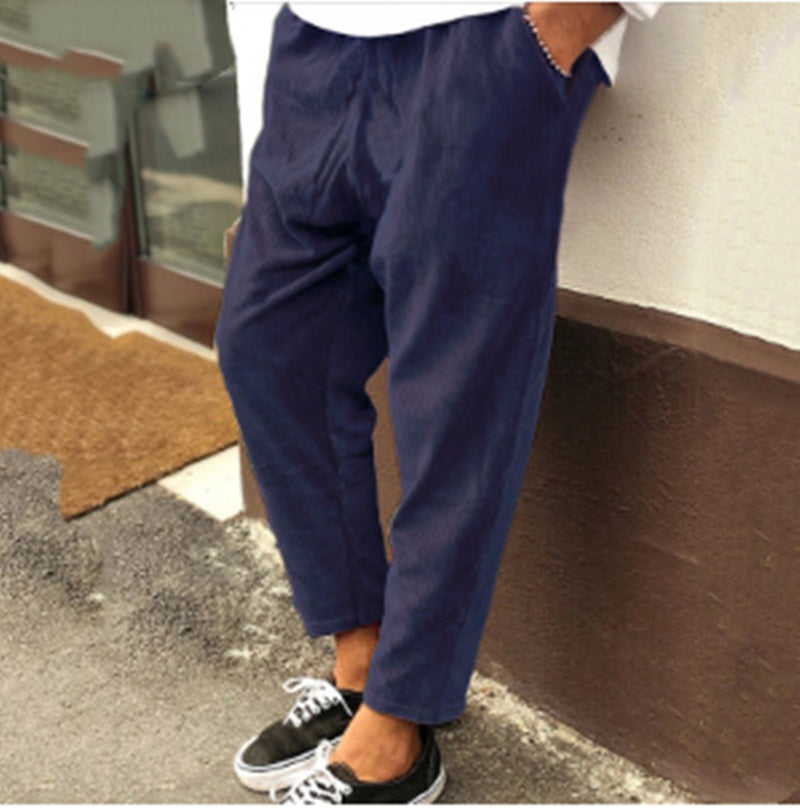 Winter Men Corduroy Pants Streetwear Joggers Solid