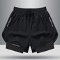 Men's Drawstring Sports Shorts Double Layer Quick Dry High Elasticity Activewear Pants