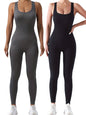 2 Pack Women's Ribbed Solid Color One-Piece Jumpsuit, Form-Fitting Sensual Activewear, Classic Sleeveless Full-Length Pants For Sport Casual Wear