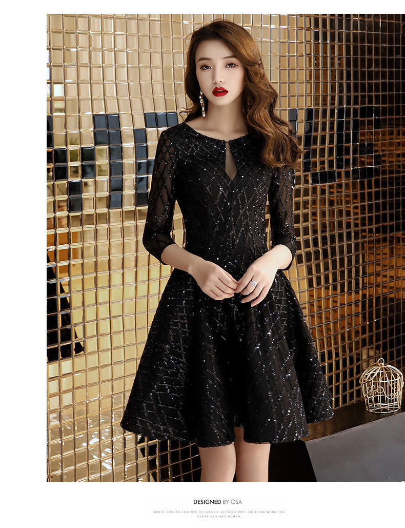 Women's Black Dinner Party Cocktail Party Birthday Party Dress Small Dress Short Socialite